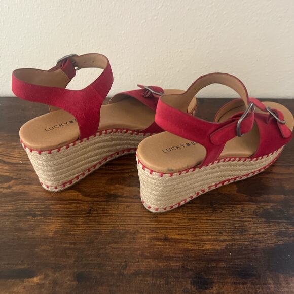 Lucky Brand Red Espadrille Wedge Sandals – Women's Size 8 - Picture 3 of 7